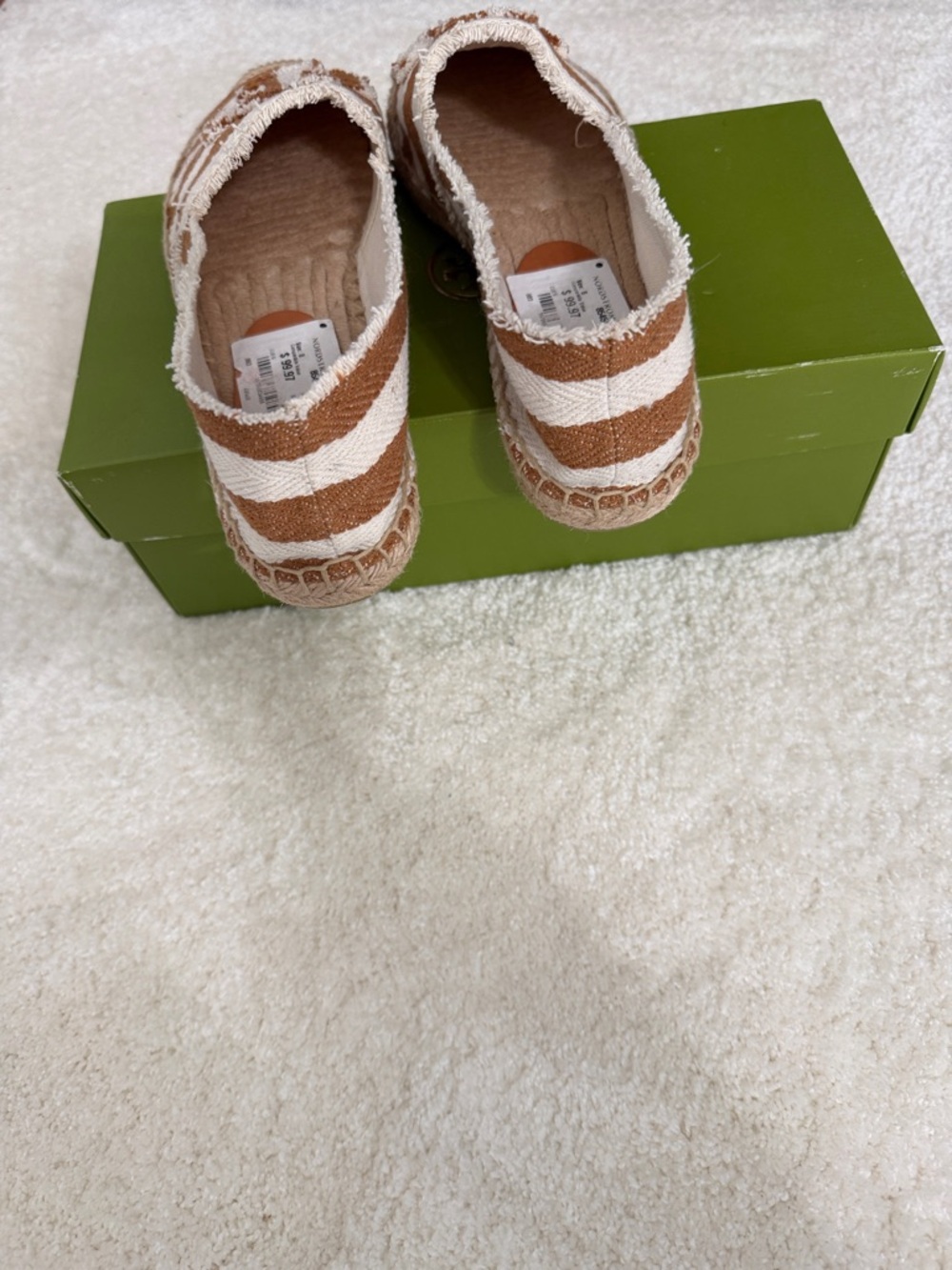 Tory Burch (sz US 8) Frayed Striped Canvas Aline Denim - style no 169588 - Picture 2 of 13